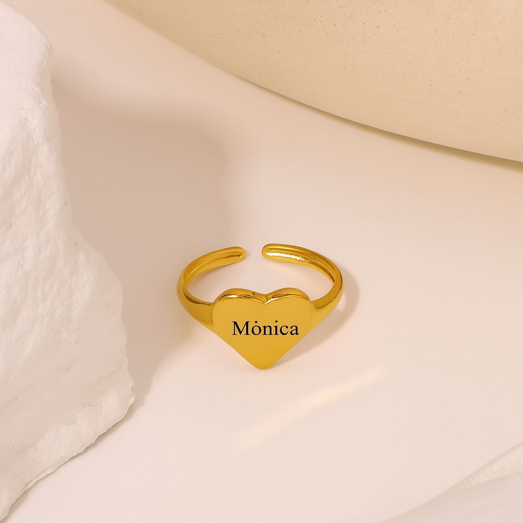 Anillo Corazón Chunky personalizado